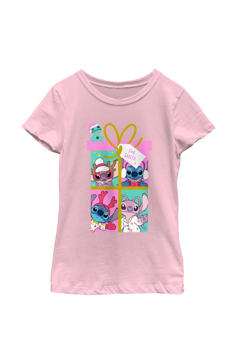 Lilo & Stitch Girl's Lilo & Stitch Gift For Santa  Graphic T-Shirt, Main, color, Light Pink