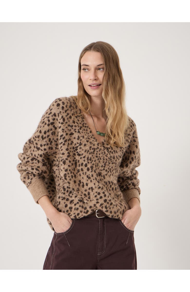 Hush Betty Wool Blend Patterned Wrap Jumper, Main, color, Hazelnut Brown
