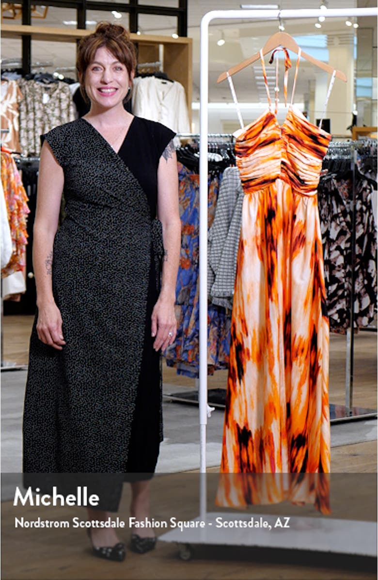 Tie Dye Halter Neck Satin Maxi Dress, sales video thumbnail