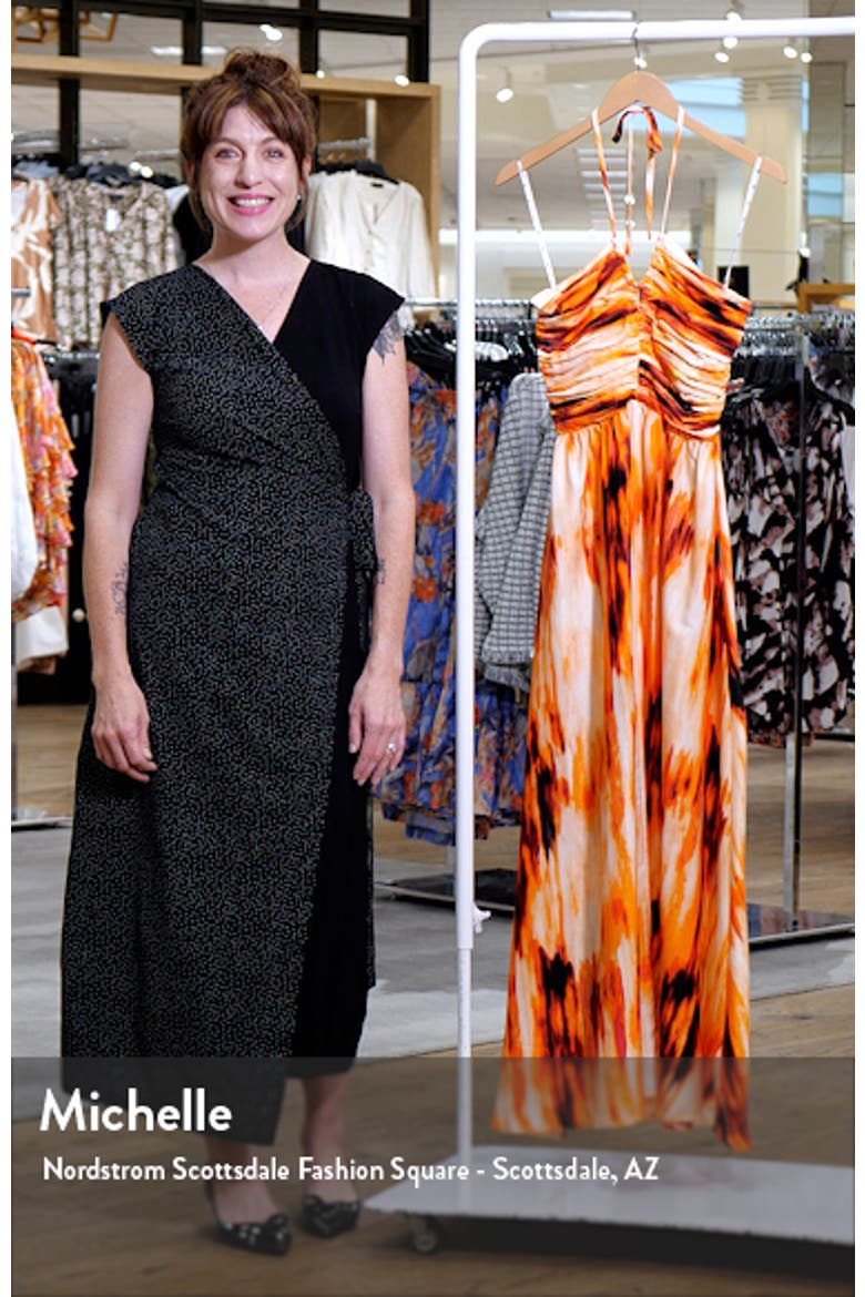 Tie Dye Halter Neck Satin Maxi Dress video
