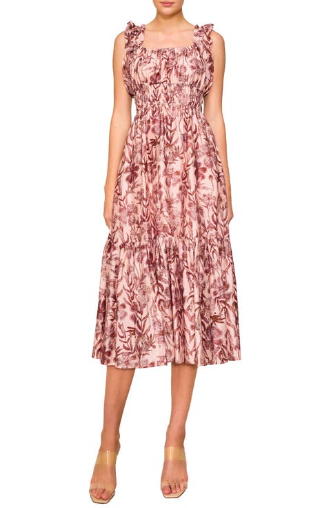 Floral Ruffle Tiered Midi Dress