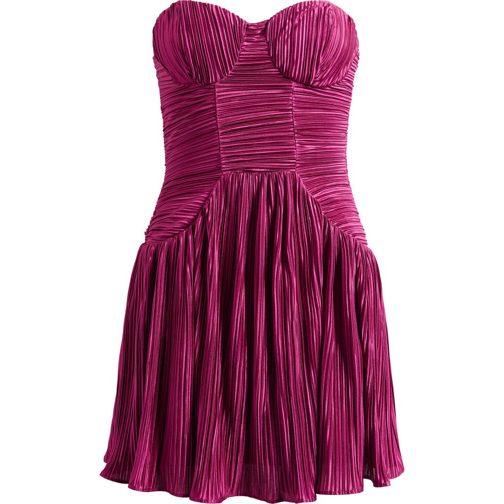 Lulus Greer Plissé Strapless Minidress In Gold
