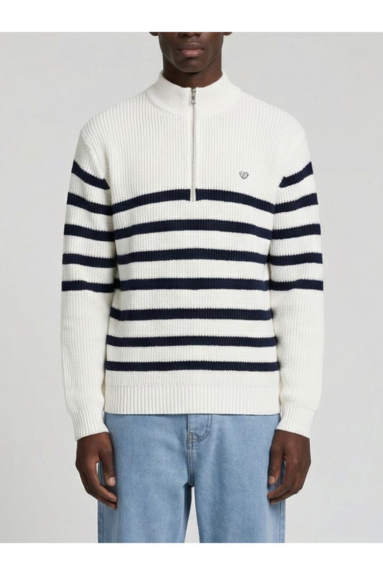 Huxley Striped Quarter Zip Sweater, Main, color, Off-white