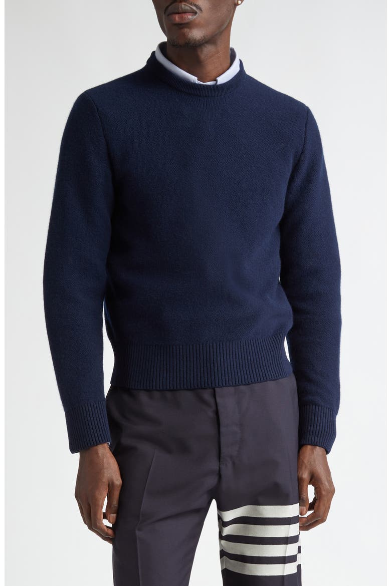 Washed Wool Piqué Sweater, Main, color, NAVY
