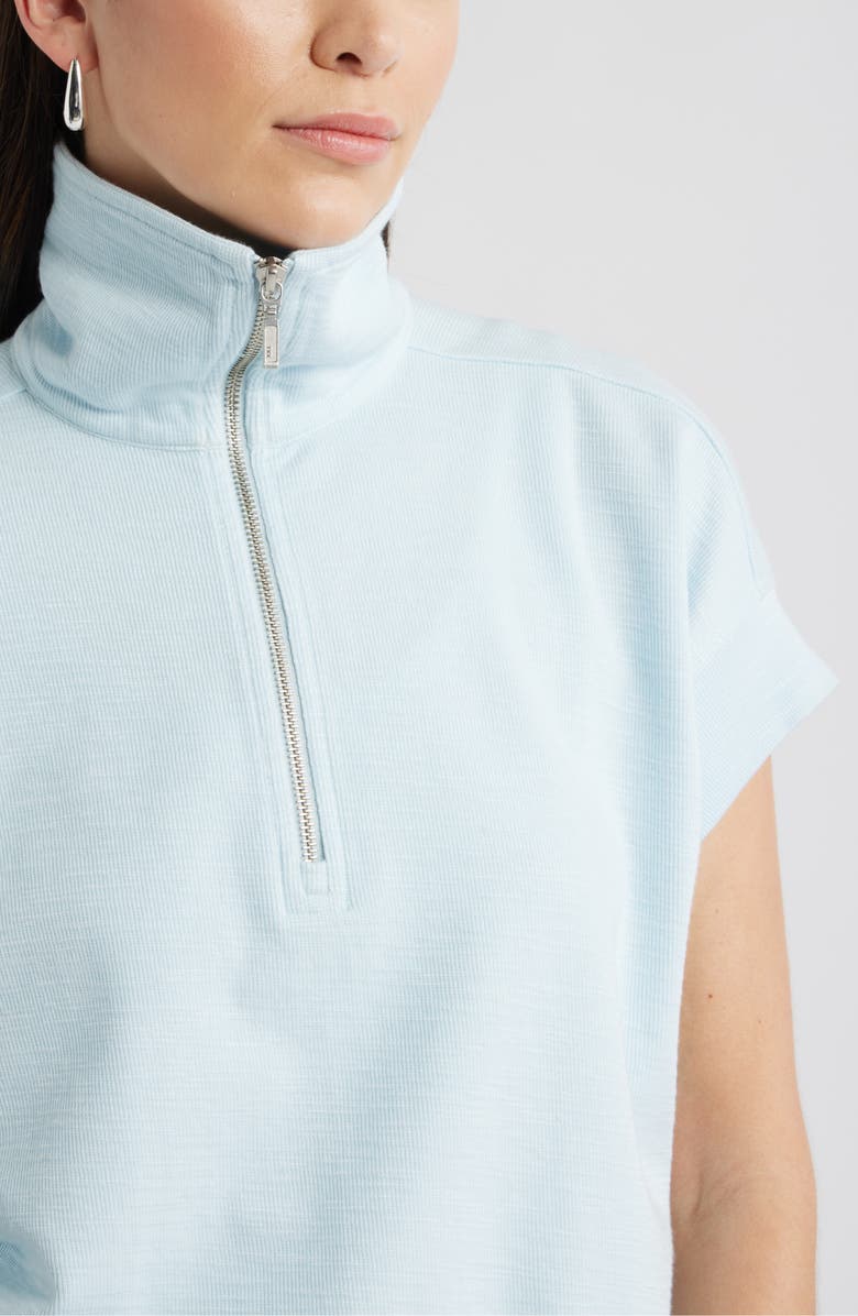 Caslon<sup>®</sup> Short Sleeve Quarter Zip Sweatshirt, Alternate, color, Blue Delicate