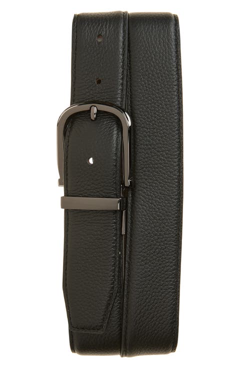 Berry Reversible Pebbled Leather Belt