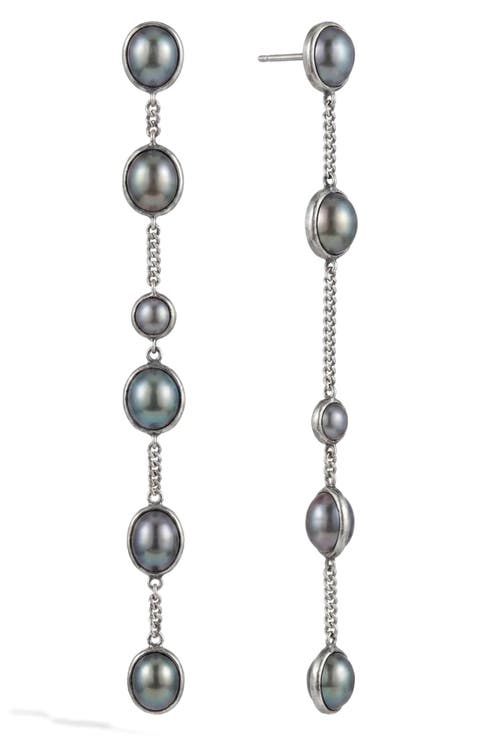Spellbound Sterling Silver Pearl Linear Drop Earrings
