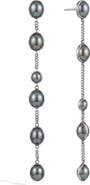 Awe Inspired Spellbound Sterling Silver Pearl Linear Drop Earrings