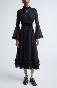 Valentino Garavani Mossi Daisy Long Sleeve Eyelet Dress
