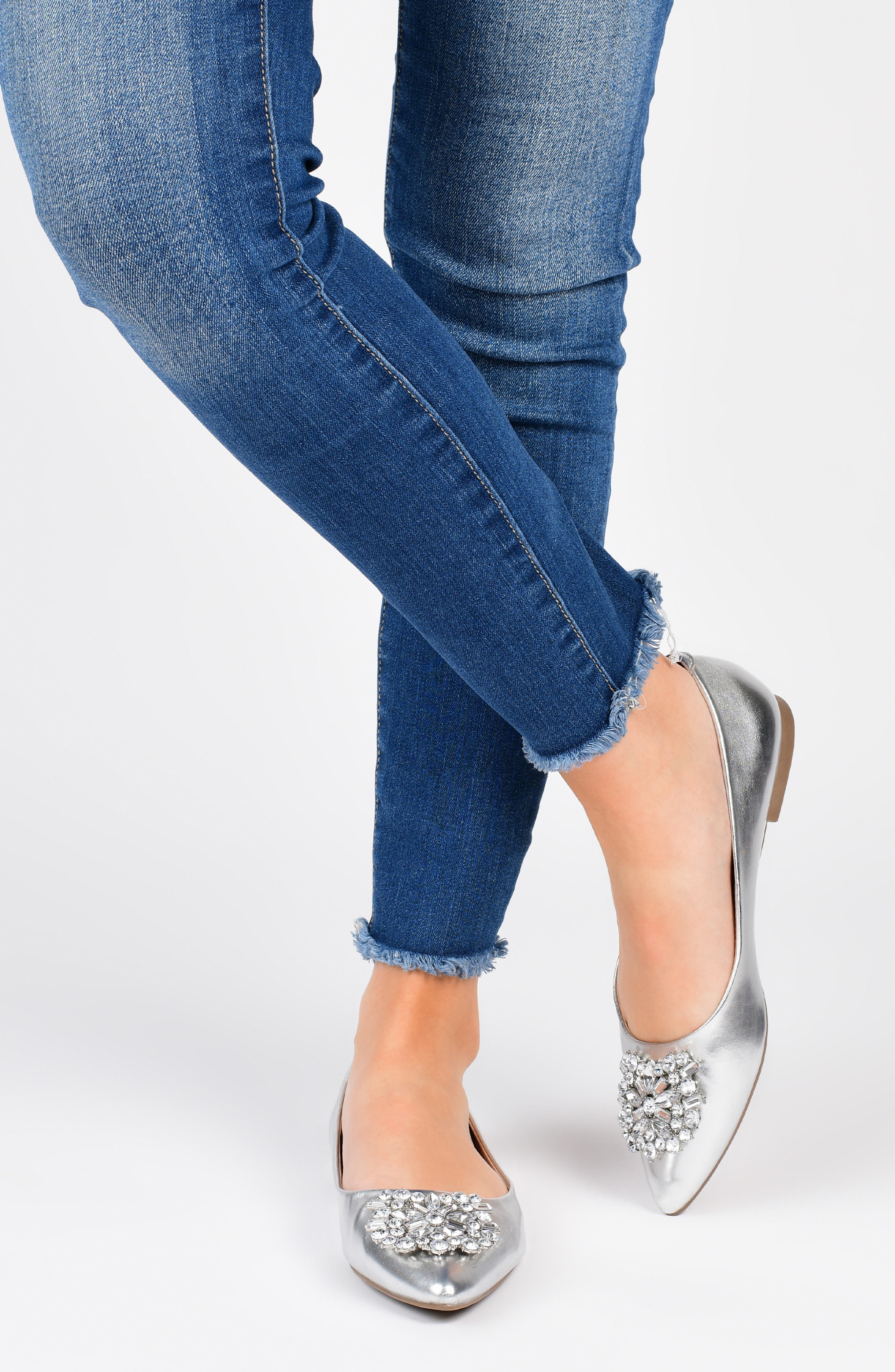 Journee Collection JOURNEE Renzo Embellished Flat, Alternate, color, Grey