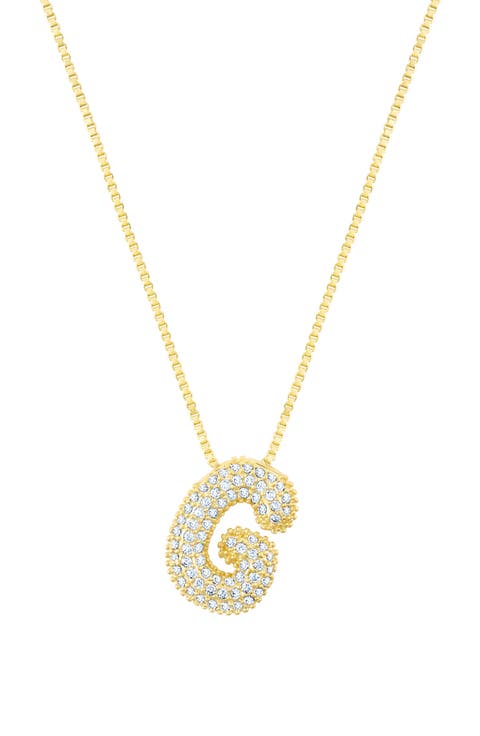 Pavé Bubble Initial Pendant Necklace