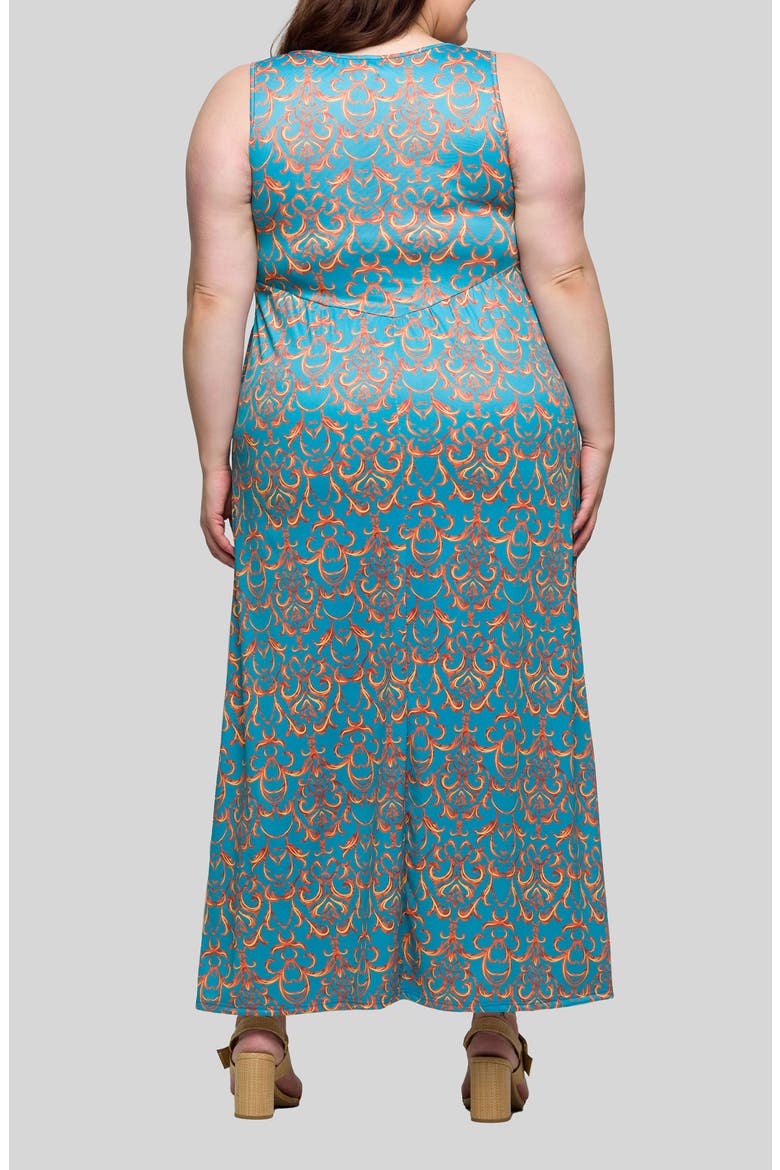 Scroll Print Knit Maxi Dress, Alternate, color, BLUE MULTI