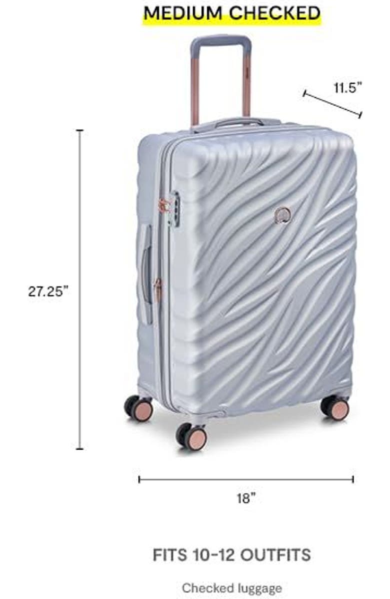 Delsey Paris Delsey Alexis Lightweight Luggage Checked Medium, Alternate, color, Platinum/Rose Gold