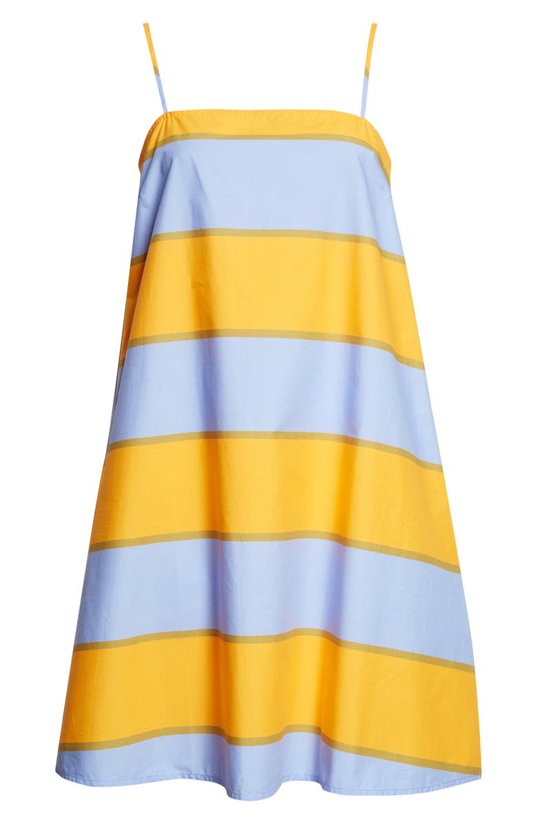 Marimekko Pelit Galleria Colorblock Stripe Cotton Dress, Main, color, Blue Orange