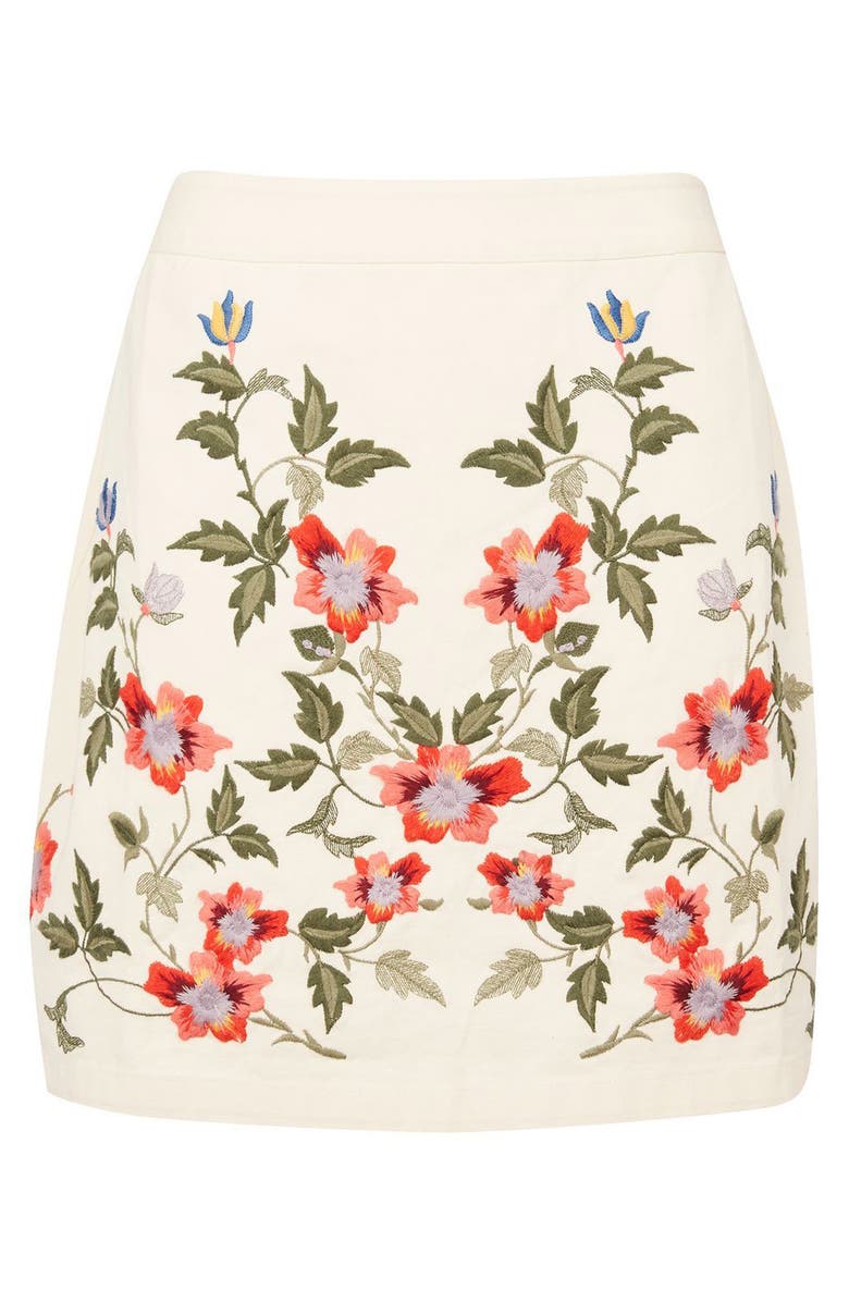 Topshop Ivy Flower Embroidered Skirt, Alternate, color, 