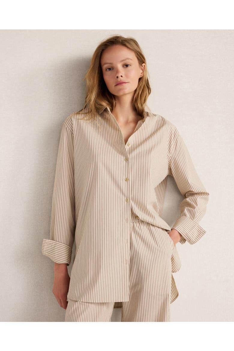 The Longer Length Daily Shirt in Organic Cotton Poplin Baton Stripe, Main, color, Chantrelle Multi Stripe