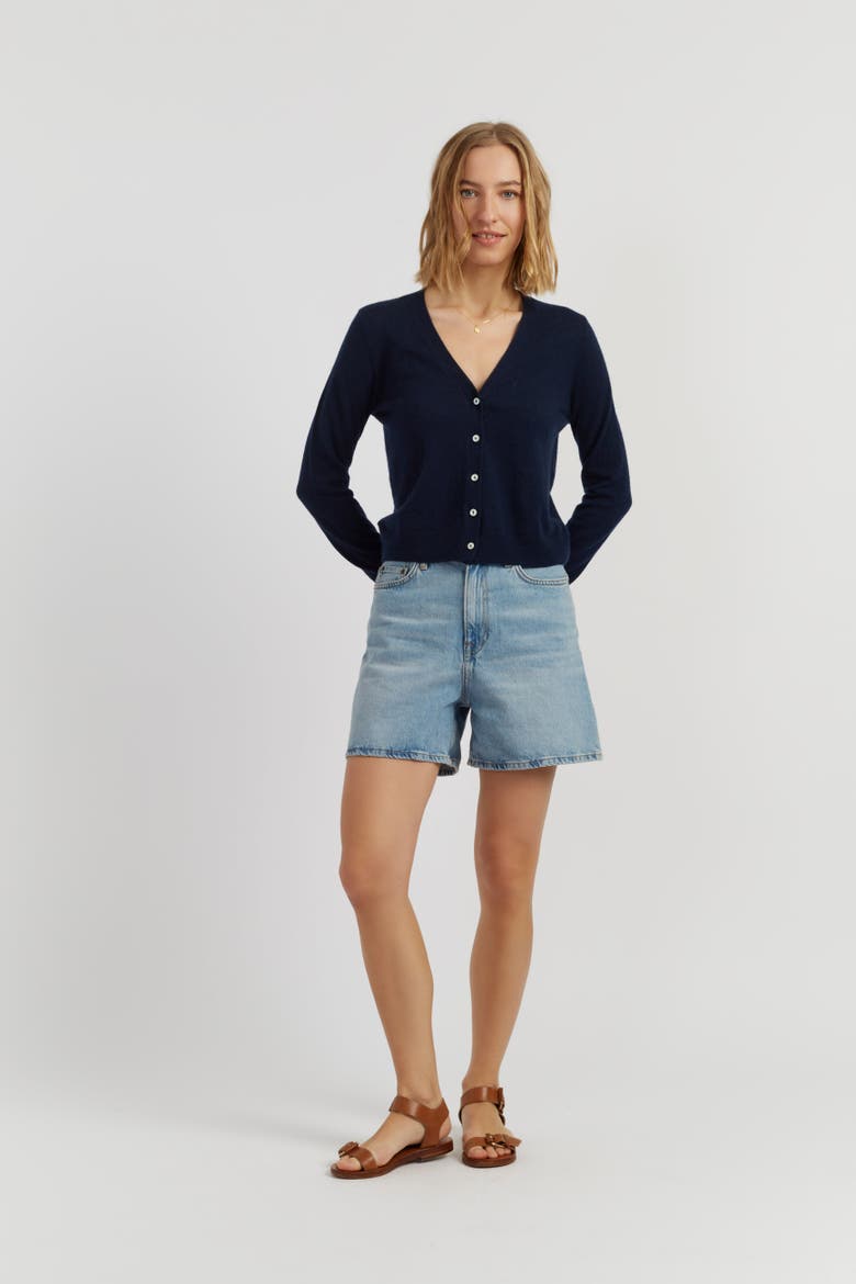Air Pure Cashmere Cardigan, Alternate, color, Navy
