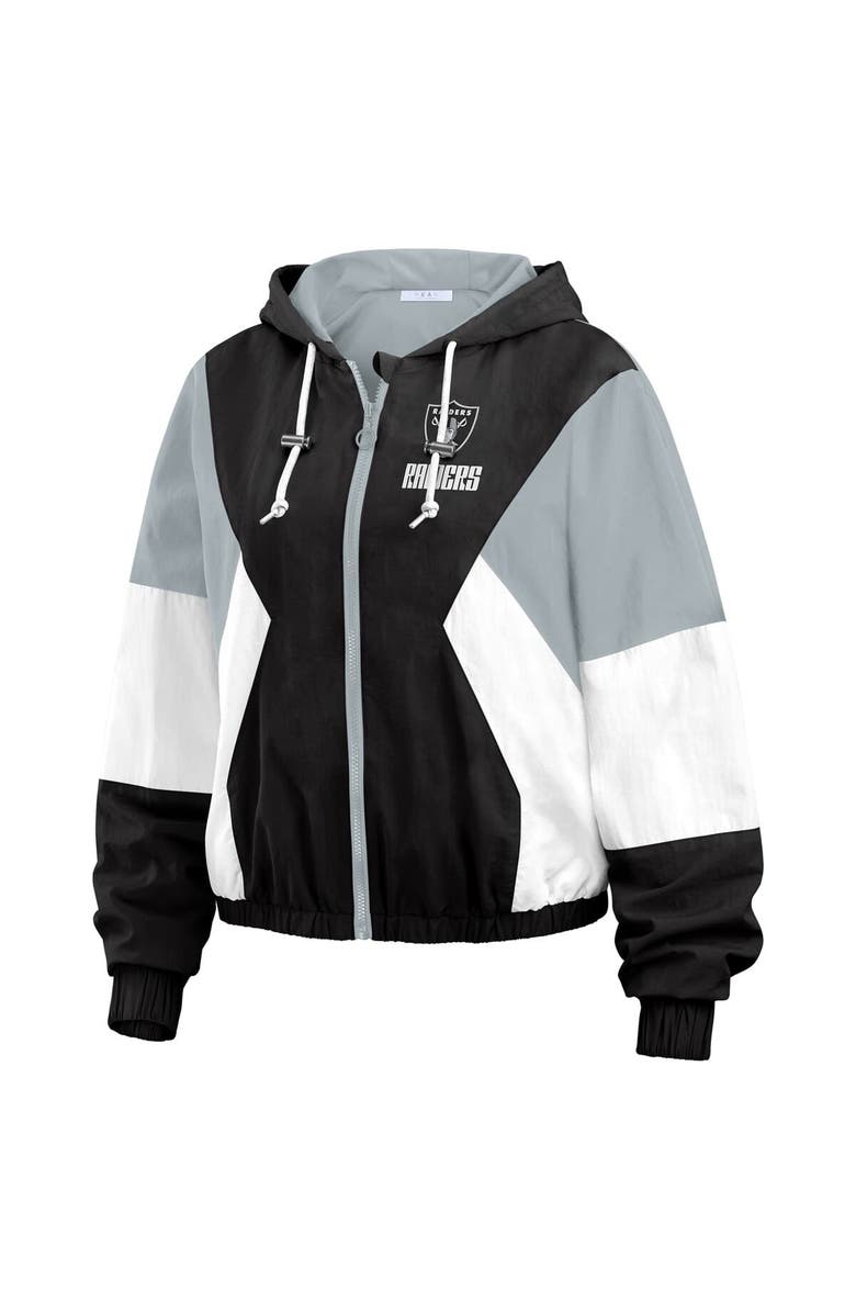 WEAR by Erin Andrews Women's WEAR by Erin Andrews Black/Gray Las Vegas Raiders Plus Size Color Block Full-Zip Windbreaker Jacket, Alternate, color, Black