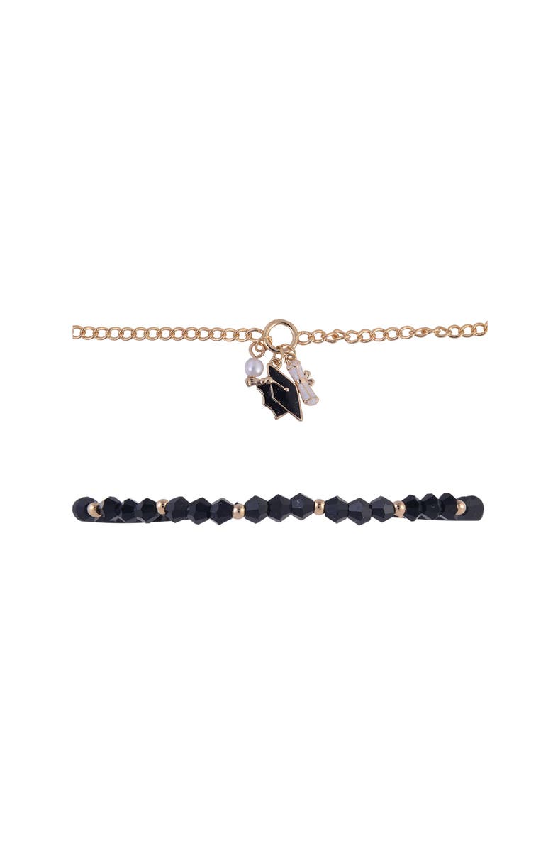 Hallmark 4pc Black & Gold Graduation Bracelet Set, Alternate, color, Black