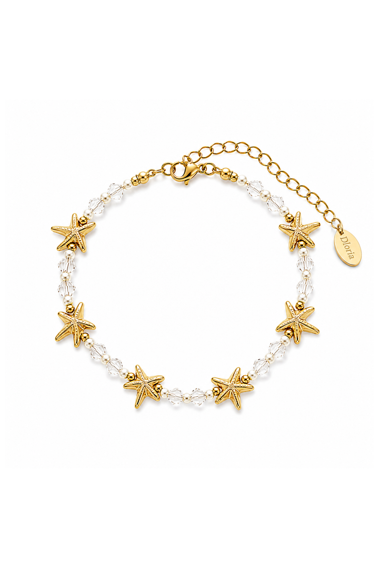 Seaside Starfish Beaded Bracelet, Main, color, Gold