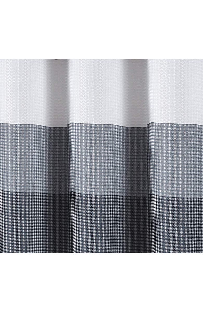 DAINTY HOME Shades Ombré Waffle Texture Shower Curtain, Alternate, color, Navy