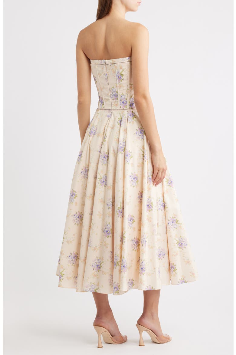 Gina Floral Corset Stretch Cotton Dress, Alternate, color, IVORY SWEET PEONY