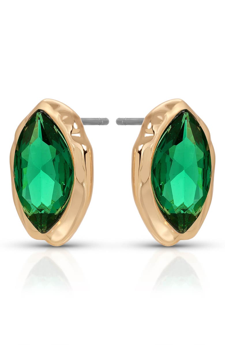 Ettika Crystal Luxe Mini Stud Earrings, Alternate, color, Green
