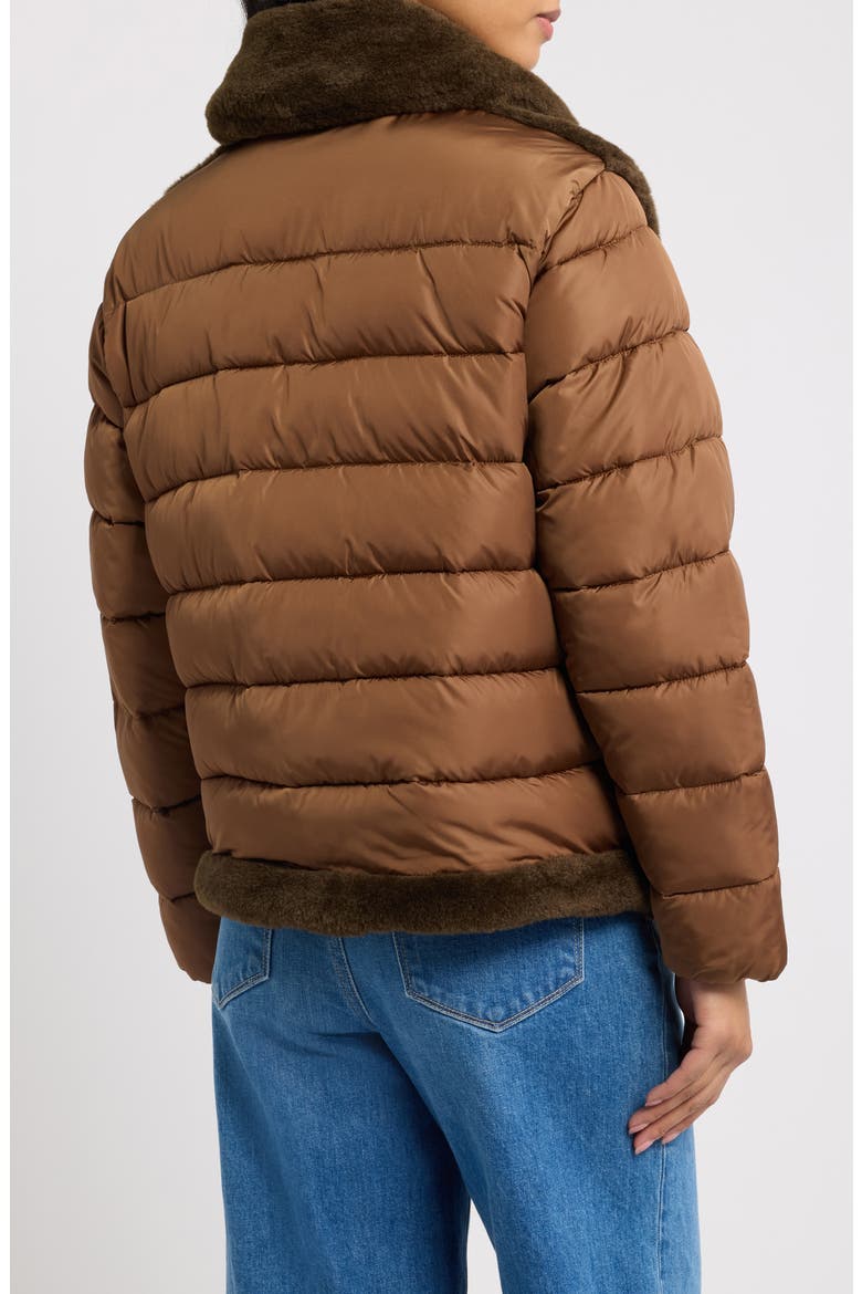 Hana Faux Fur Mixed Media Jacket, Alternate, color, SOIL BROWN