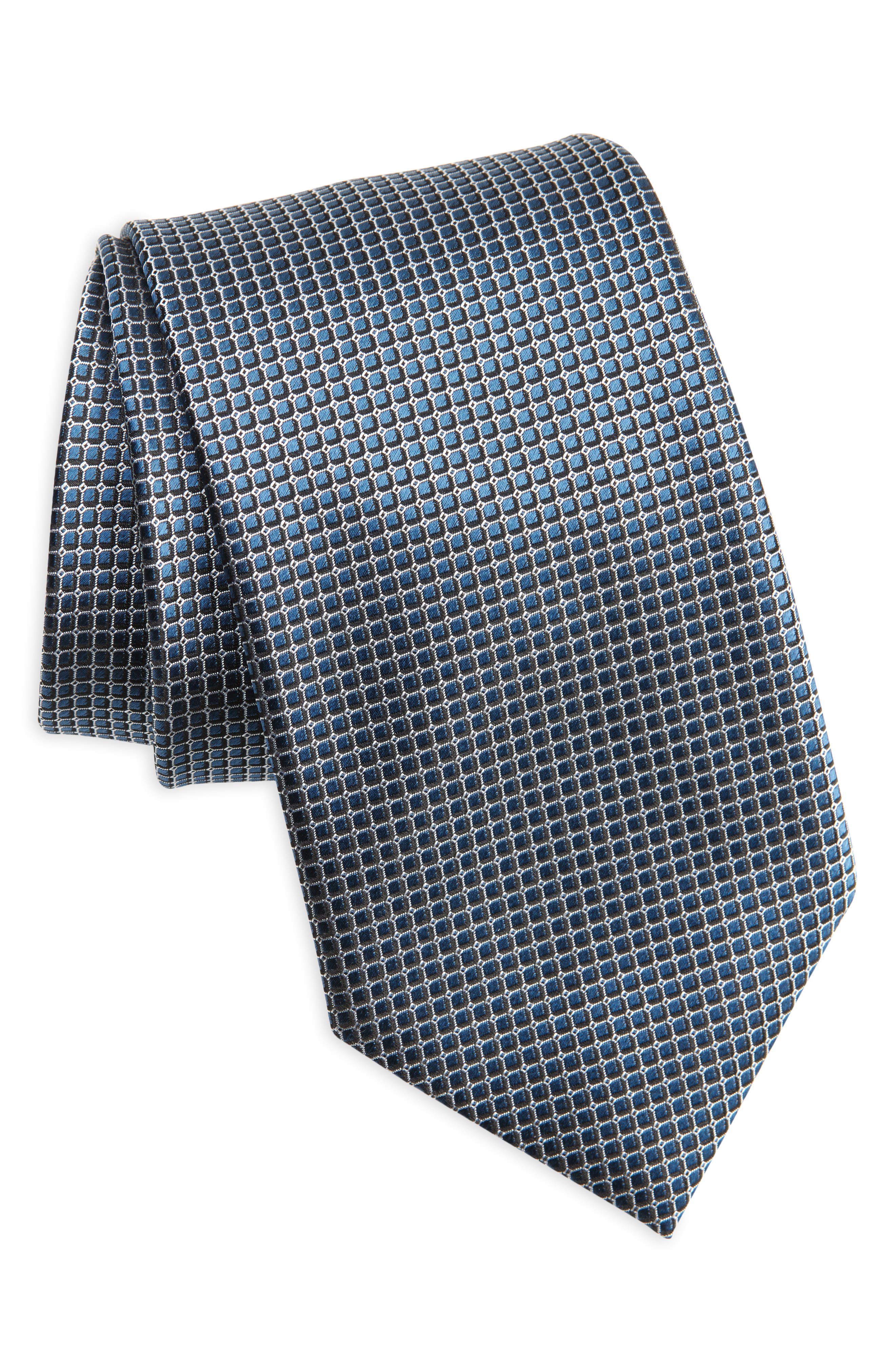 ZEGNA TIES Cento Fili Geo Jacquard Silk Tie in Teal 