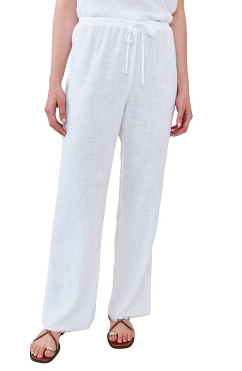 Fray Hem Drawstring Beach Pants