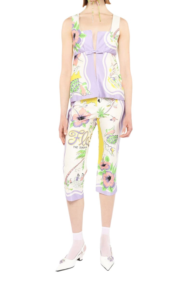 Florida Cotton Sateen Capri Pants, Main, color, LAVENDER MULTI