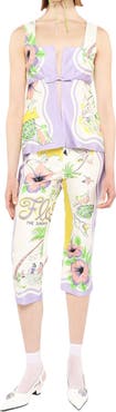 Anna Sui Florida Cotton Sateen Capri Pants