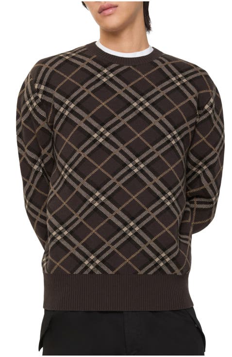 Check Wool Cashmere Blend Sweater