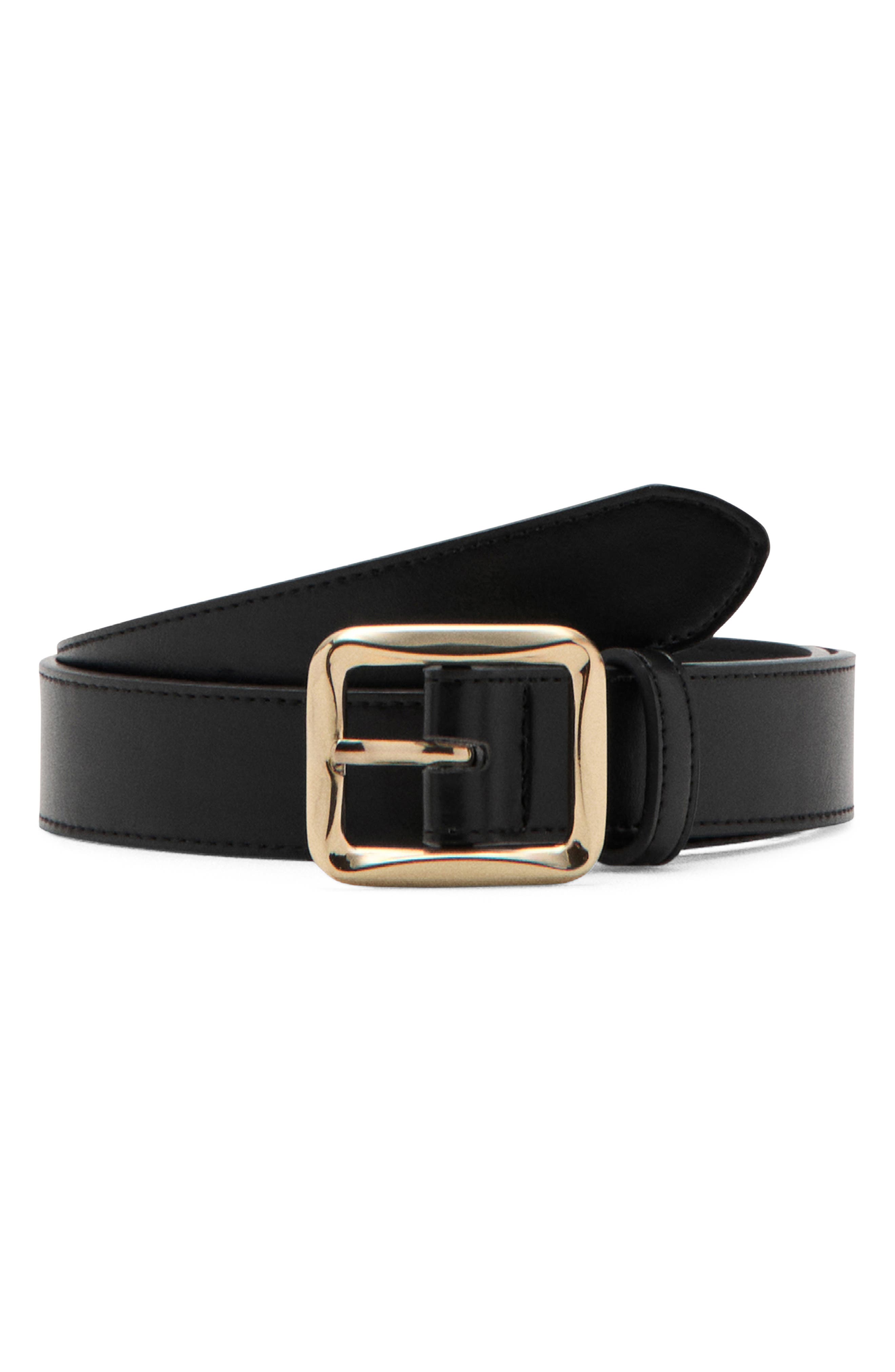 Mango Square Buckle Belt In Black