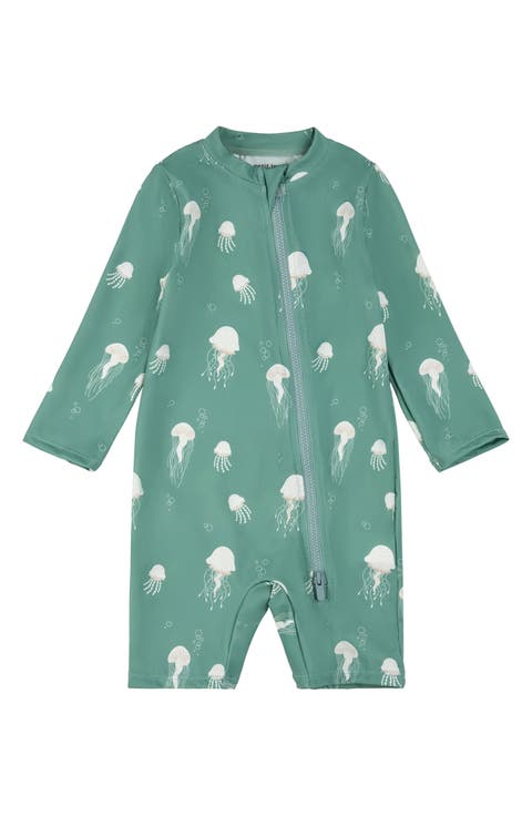 Jellyfish Print One-Piece Rashguard Swimsuit (Baby)