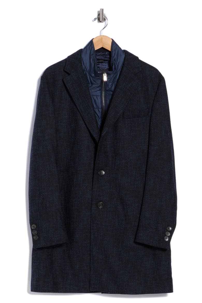 Nadim Wool Blend Coat with Removable Bib, Main, color, DARK BLUE