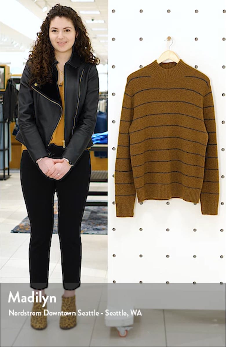 Stripe Mock Neck Wool Blend Sweater, sales video thumbnail