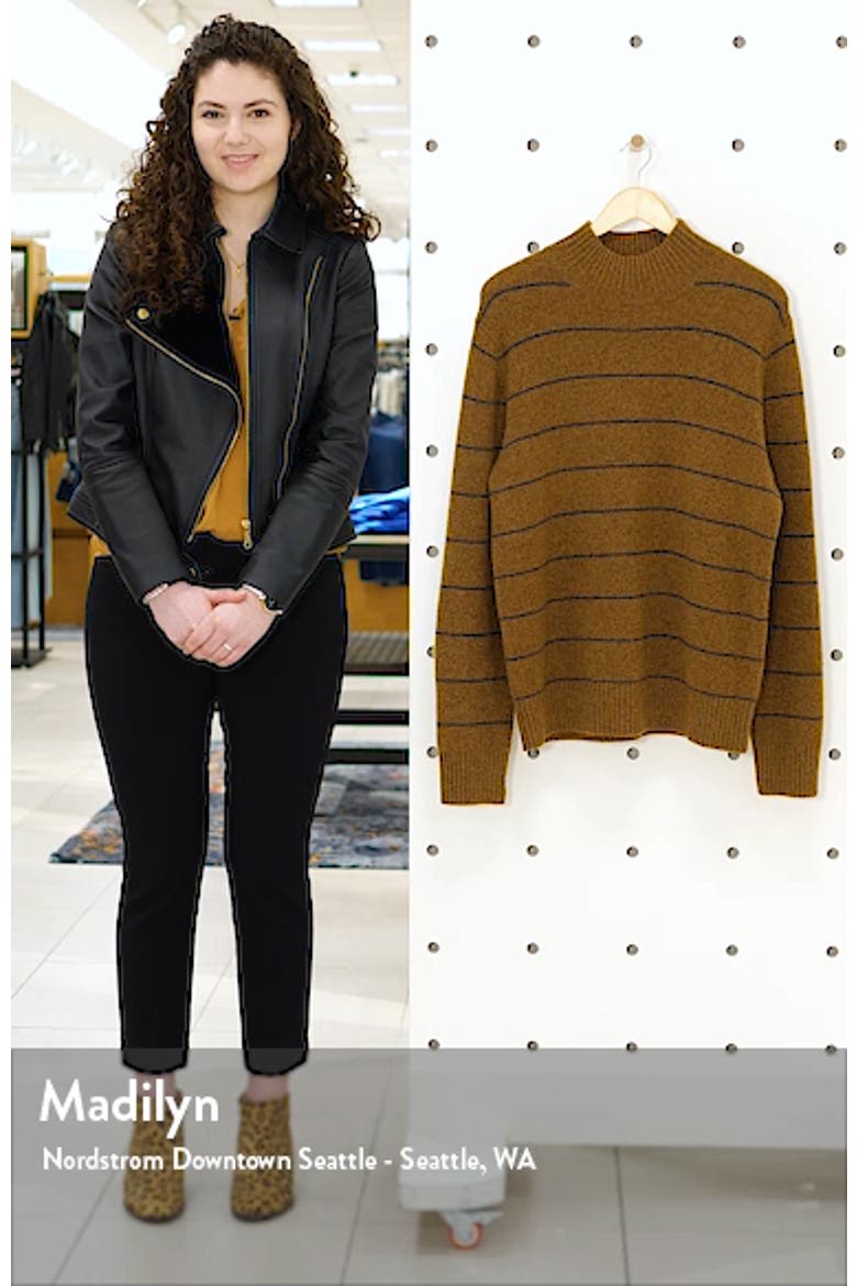 Stripe Mock Neck Wool Blend Sweater video