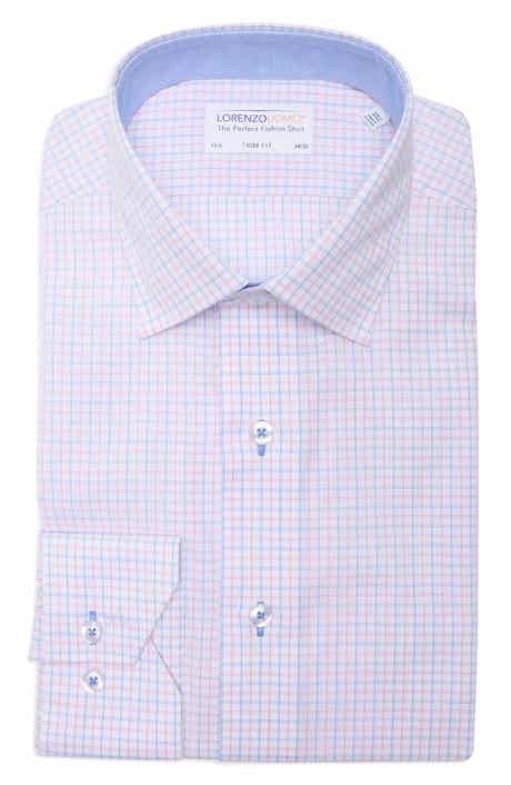 Lorenzo Uomo Trim Fit Small Check Cotton Dress Shirt