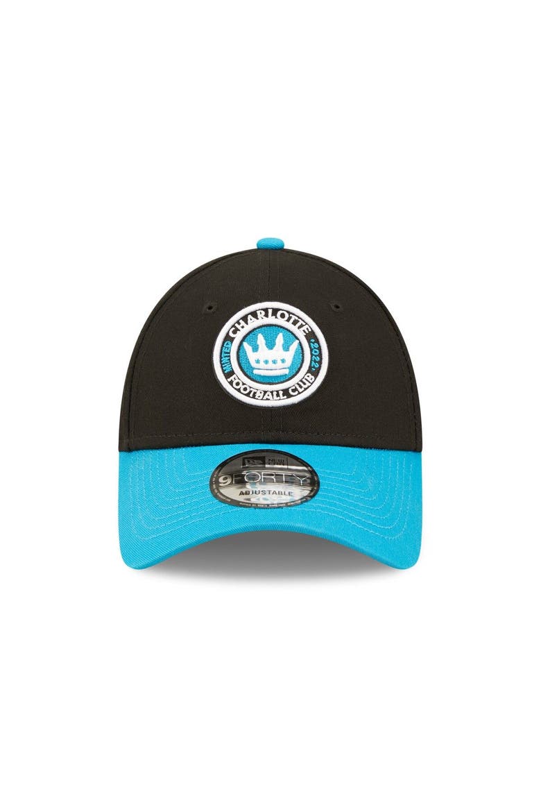 Men's New Era Black/Blue Charlotte FC Basic 9FORTY Adjustable Hat, Alternate, color, Black