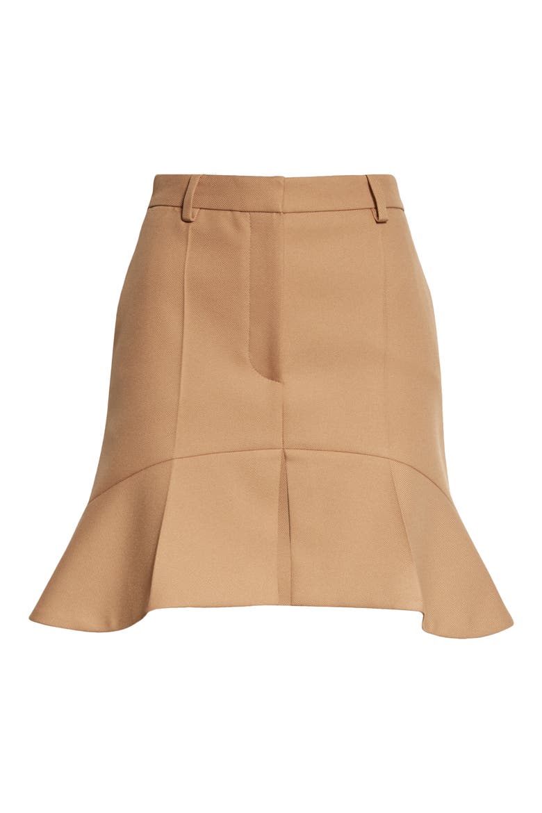 Arabella Peplum Twill Miniskirt, Alternate, color, CAMEL