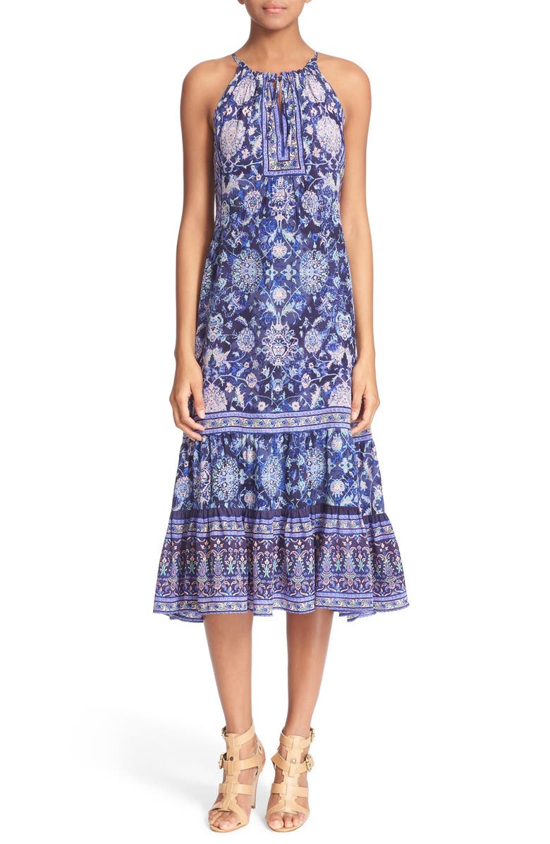 Rebecca Taylor 'Dreamweaver' Print Silk Midi Dress, Main, color, 