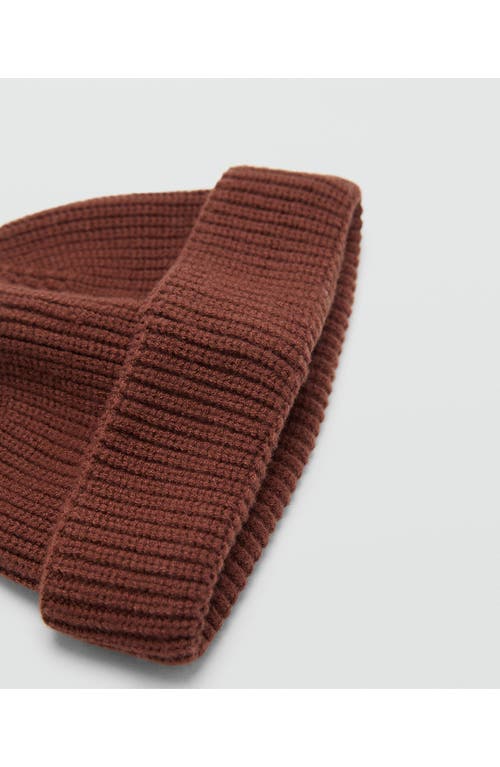 Mango Rib Cuff Beanie In Burnt Orange