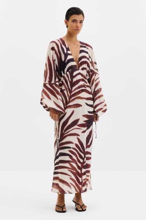 Joseline Sheer Drawstring Maxi Dress