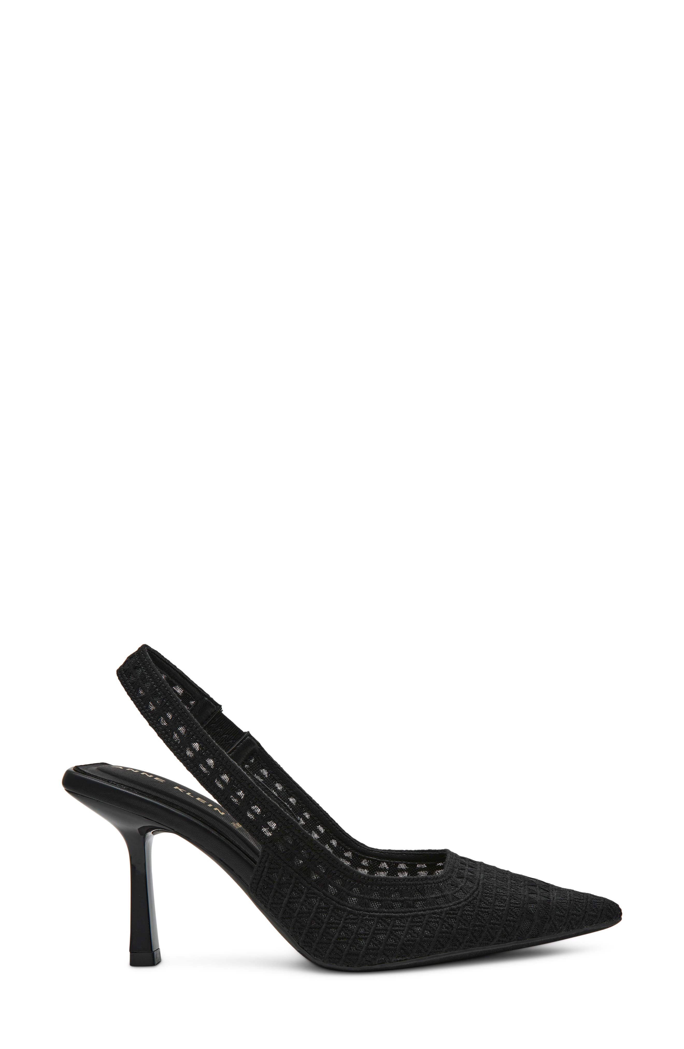 Anne Klein Ismeralda Slingback Pointed Toe Pump, Alternate, color, Black Crochet