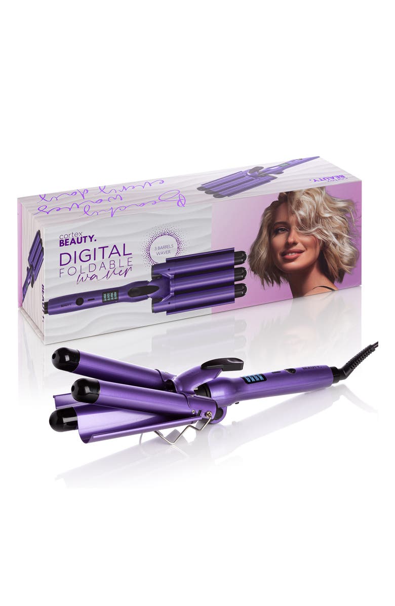 CORTEX BEAUTY Digital & Foldable 1-Inch Three-Barrel Waver, Alternate, color, Purple