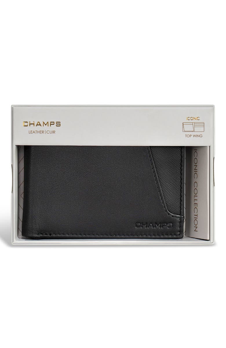 CHAMPS Iconic ID Flap Leather Bifold Wallet, Alternate, color, Black/ Black