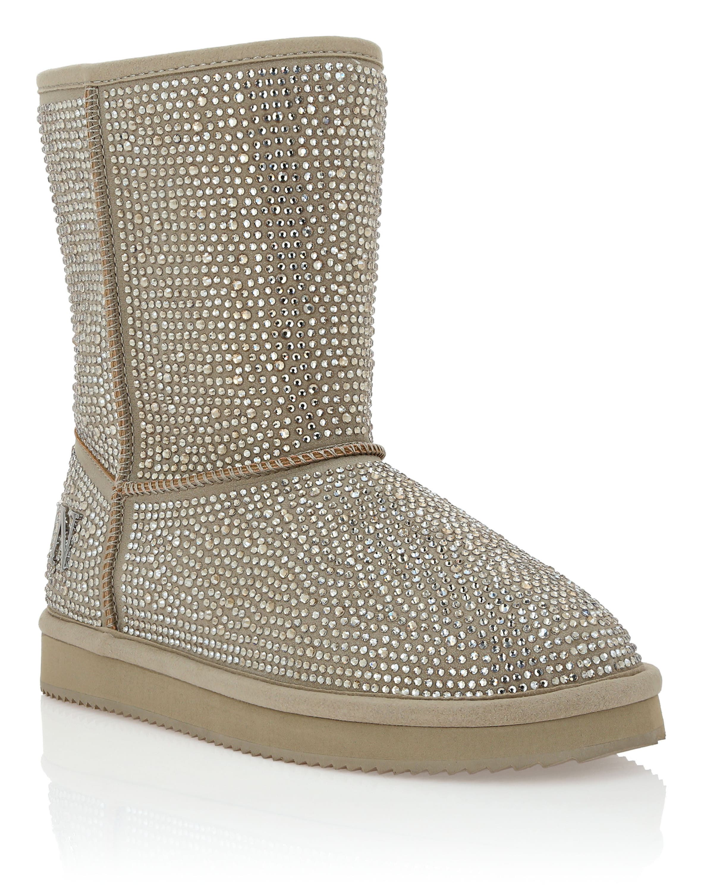 Mid Flat Boots Stones Women, Main, color, beige