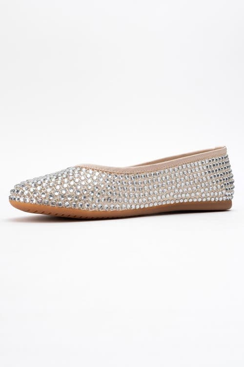 Prologue Shoes Runway Mesh Embellished Ballet Flat In Metallic