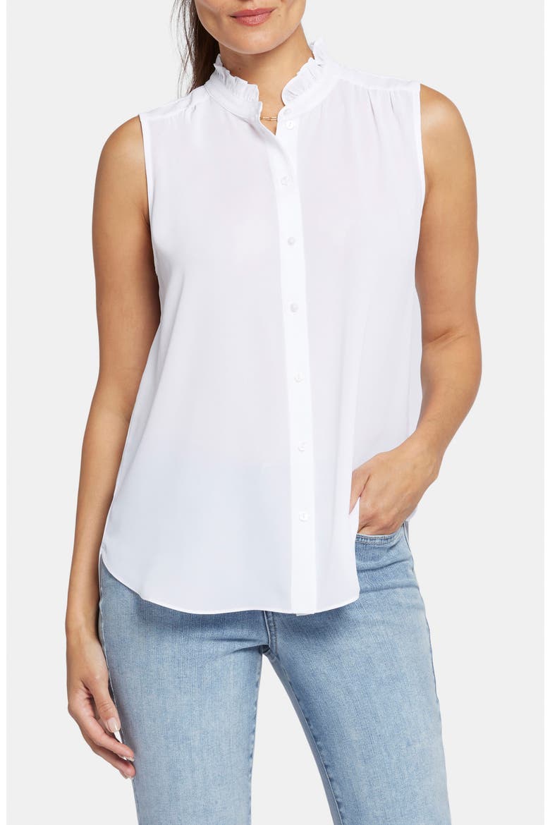 Print Ruffle Neck Sleeveless Top, Main, color, OPTIC WHITE